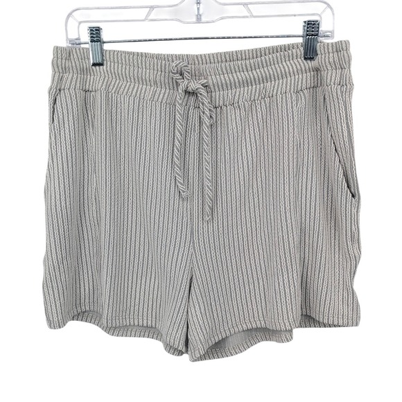 Baltic Born Pants - Baltic Born Cream Striped Lounge Shorts XL Drawstring Comfort Casual Neutral NWT